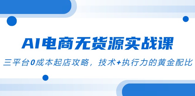 AI电商无货源实战课，三平台0成本起店攻略，技术+执行力的黄金配比-九天资源站
