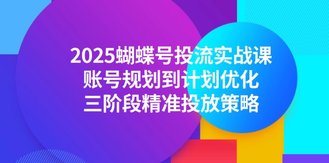 2025蝴蝶号投流实战课，账号规划到计划优化，三阶段精准投放策略-九天资源站