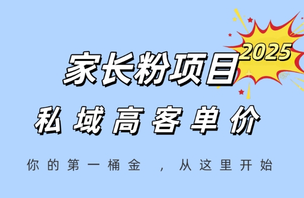 家长粉项目，一个可以长期变现暴利项目，私域高客单价，轻松完成你的人生第一桶金-九天资源站