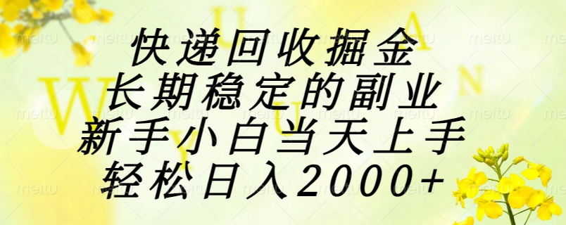 快递回收掘金，长期稳定的副业，新手小白当天上手，轻松日入2000+-九天资源站