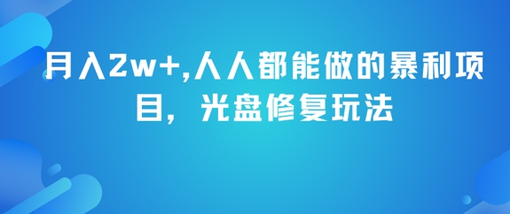 月入2w+，人人都能做的暴利项目，光盘修复玩法-九天资源站