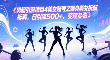 男粉引流项目4美女账号之健身美女拆解，日引流500+，变现多张-九天资源站