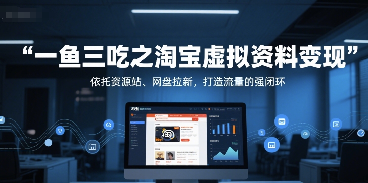 一鱼三吃之淘宝虚拟资料变现，依托资源站、网盘拉新，打造流量的强闭环-九天资源站