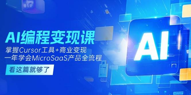 AI编程变现课：掌握Cursor工具+商业变现，一年学会MicroSaaS产品全流程-九天资源站