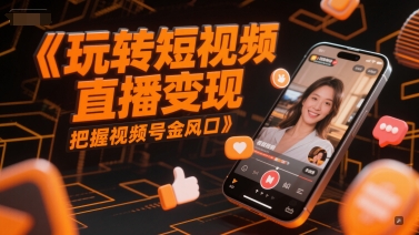 玩转短视频直播变现，把握视频号金风口-九天资源站