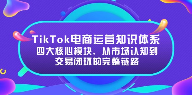 TikTok电商运营知识体系：四大核心模块，从市场认知到交易闭环的完整链路-九天资源站