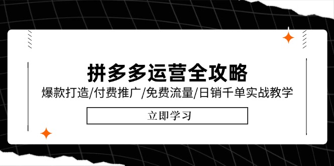 拼多多运营全攻略，爆款打造/付费推广/免费流量/日销千单实战教学/6月更新-九天资源站