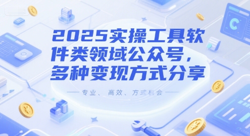 2025实操工具软件类领域公众号，多种变现方式分享-九天资源站