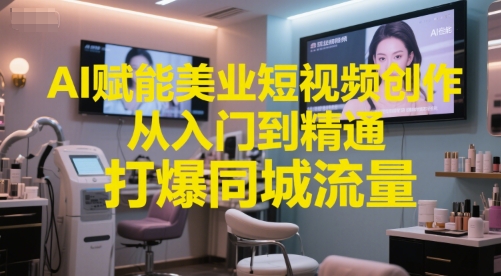 AI赋能美业短视频创作，从入门到精通，打爆同城流量，超级AI工具短视频实操落地-九天资源站