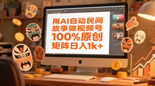 用AI自动民间故事做视频号，100%原创，矩阵日入1k+-九天资源站