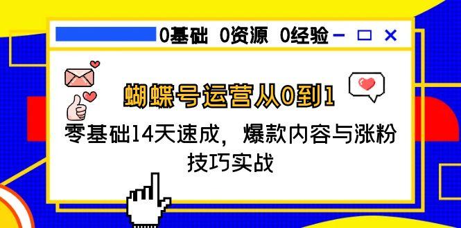 蝴蝶号运营从0到1，零基础14天速成，爆款内容与涨粉技巧实战-九天资源站
