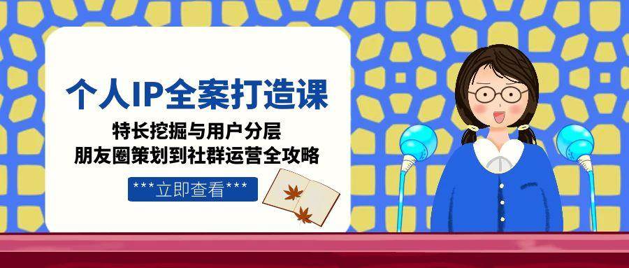 个人IP全案打造课，特长挖掘与用户分层，朋友圈策划到社群运营全攻略-九天资源站