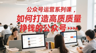 公众号运营系列课，如何打造高质量挣钱的公众号-九天资源站