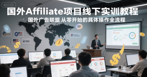 国外Affiliate项目线下实训教程，国外广告联盟从零开始的具体操作全流程-九天资源站