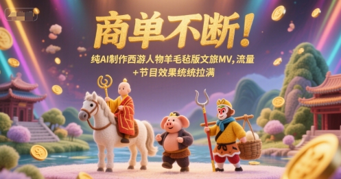 商单不断！纯AI制作西游人物羊毛毡版文旅MV，流量+节目效果统统拉满-九天资源站