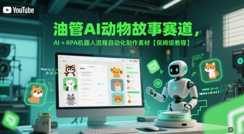 油管AI动物故事赛道，AI+RPA机器人流程自动化制作素材【保姆级教程】-九天资源站