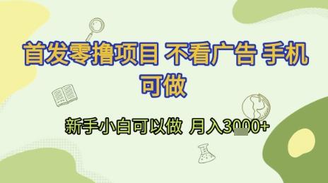 首发零撸项目 不看广告 手机可做 新手小白可以做  月入3k+【揭秘】-九天资源站