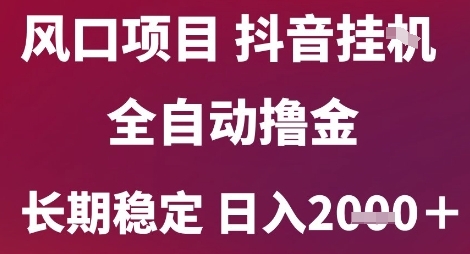 风口项目，六月最新玩法抖音无人挂G，全自动撸金，长期稳定 日入2k+【揭秘】-九天资源站