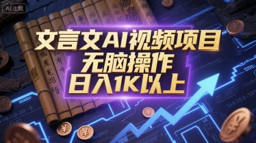 文言文AI视频项目，无脑操作，日入1K以上-九天资源站