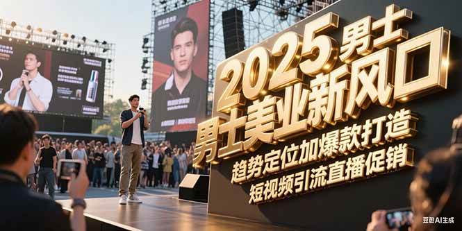 2025男士美业新风口，趋势定位加爆款打造，短视频引流直播促销-九天资源站