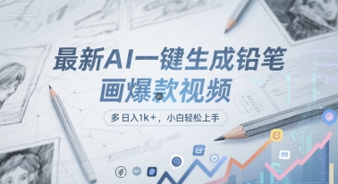 最新AI一键生成铅笔画爆款视频，多平台分发，日 入1k+，小白轻松上手【揭秘】-九天资源站