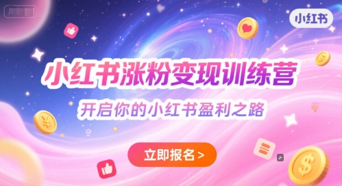 小红书涨粉变现训练营，开启你的小红书盈利之路-九天资源站