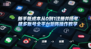新手低成本从0到1注册并搭建多账号全平台矩阵操作教学，手机号-邮箱-IP-工具-九天资源站