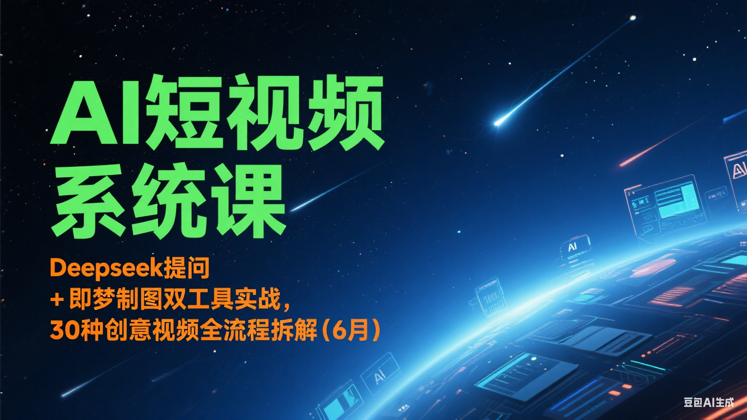 AI短视频系统课：Deepseek提问 + 即梦制图双工具实战，30种创意视频全流程拆解(6月)-九天资源站