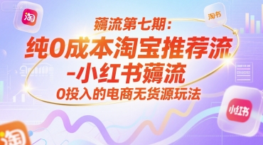 薅流第七期：纯0成本淘宝推荐流-小红书薅流最新版目，0投入的电商无货源玩法(附赠往期)-九天资源站