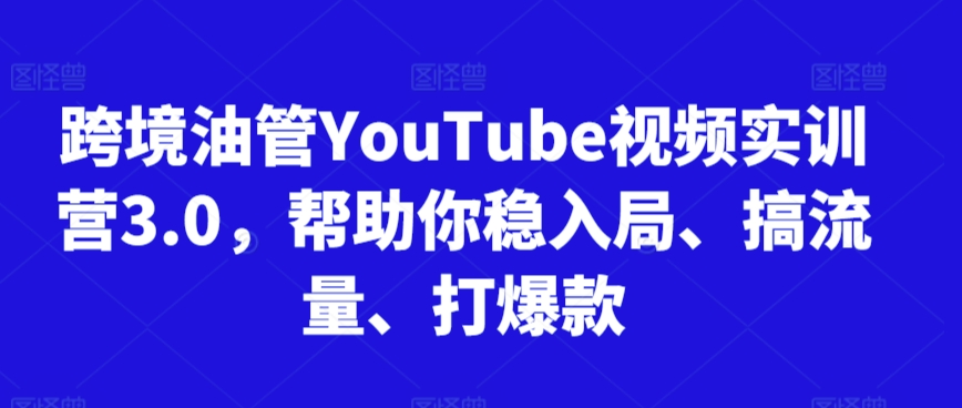 跨境油管YouTube视频实训营3.0，帮助你稳入局、搞流量、打爆款(更新2025)-九天资源站