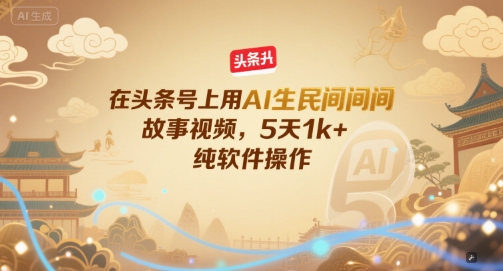 在头条号上用AI生民间故事视频，5天1k+，纯软件操作-九天资源站