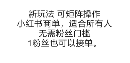 可矩阵操作，小红书商单新玩法，适合所有人，无需粉丝门槛，1粉丝也可以接单-九天资源站