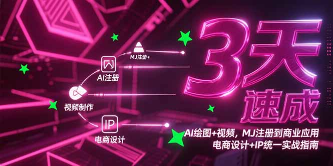 3天速成AI绘图+视频，MJ注册到商业应用，电商设计+IP统一实战指南-九天资源站