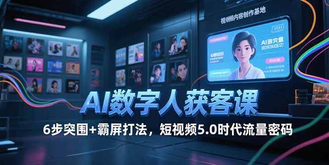 AI数字人获客课，6步突围+霸屏打法，短视频5.0时代流量密码-九天资源站