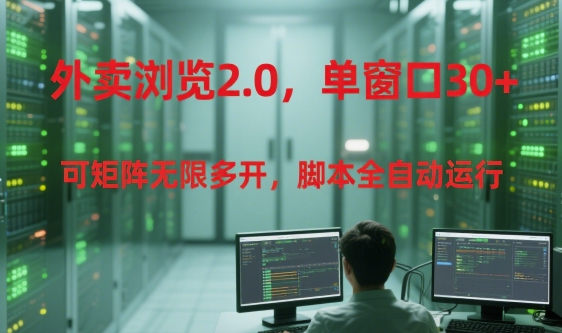 外卖浏览2.0，单窗口30+可矩阵无限多开，脚本全自动运行【揭秘】-九天资源站