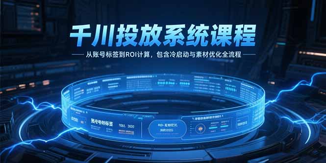千川投放系统课程，从账号标签到ROI计算，包含冷启动与素材优化全流程-九天资源站