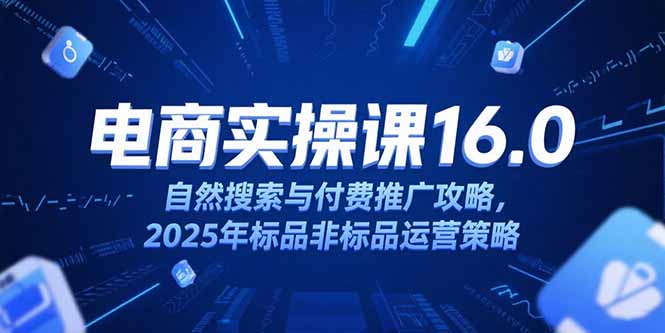 淘宝电商运营课16.0，自然搜索与付费推广攻略，2025年标品非标品运营策略-九天资源站