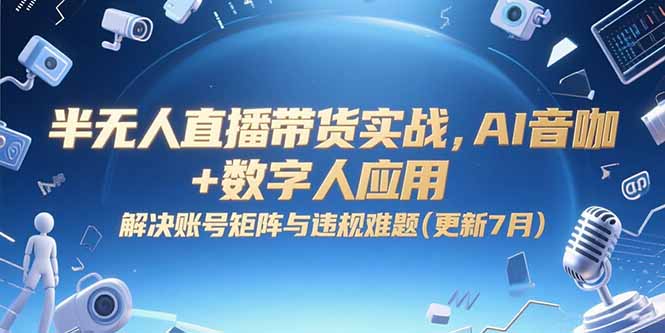 半无人直播带货实战，AI音咖+数字人应用 解决账号矩阵与违规难题(更新7月-九天资源站