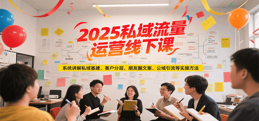 2025私域流量运营线下课，系统讲解私域基建/客户分层/朋友圈文案/公域引流等实操方法-九天资源站