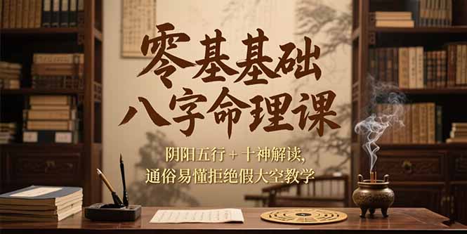 零基础八字命理课，阴阳五行+十神解读，通俗易懂拒绝假大空教学-九天资源站