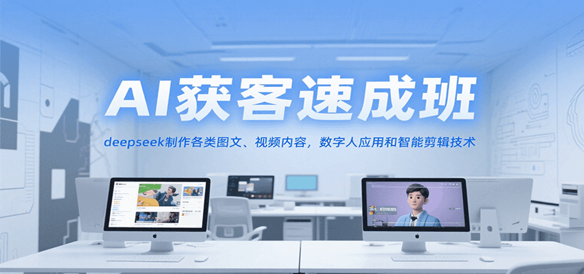 AI获客速成班，deepseek制作各类图文、视频内容，数字人应用和智能剪辑技术-九天资源站