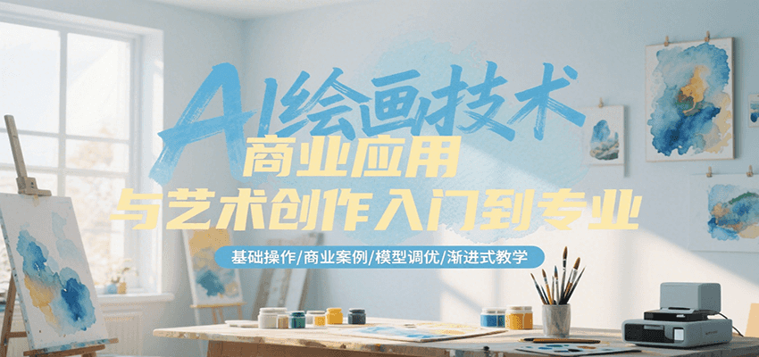 AI绘画技术商业应用与艺术创作入门到专业，基础操作/商业案例/模型调优/渐进式教学-九天资源站