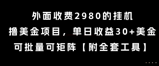外面收费2980的挂G撸美金项目，单日收益30+美金，可批量可矩阵【揭秘】-九天资源站