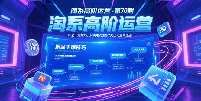 淘系高阶运营-第70期，标品干爆技巧，解决难点策略，大佬操盘方法-九天资源站