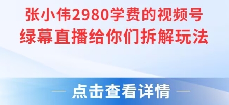 张小伟2980付费额视频号绿幕直播给你们拆解玩法-九天资源站