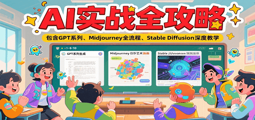 AI实战全攻略，包含GPT系列、Midjourney全流程、Stable Diffusion深度教学-九天资源站