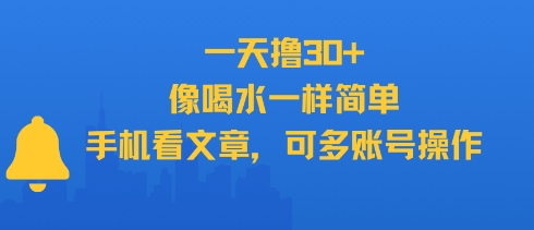 一天撸30+，像喝水一样简单，手机看文章，可多账号操作-九天资源站