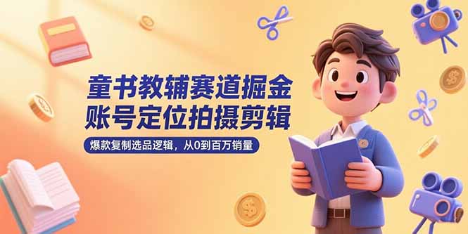 童书教辅赛道掘金，账号定位拍摄剪辑，爆款复制选品逻辑，从0到百万销量-九天资源站