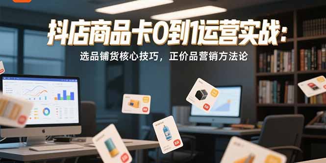 抖店商品卡0到1运营实战：选品铺货核心技巧，正价品营销方法论-九天资源站