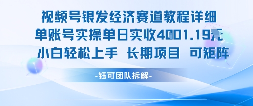 视频号银发经济赛道单账号实操单日实收1k+，小白轻松上手长期项目-九天资源站